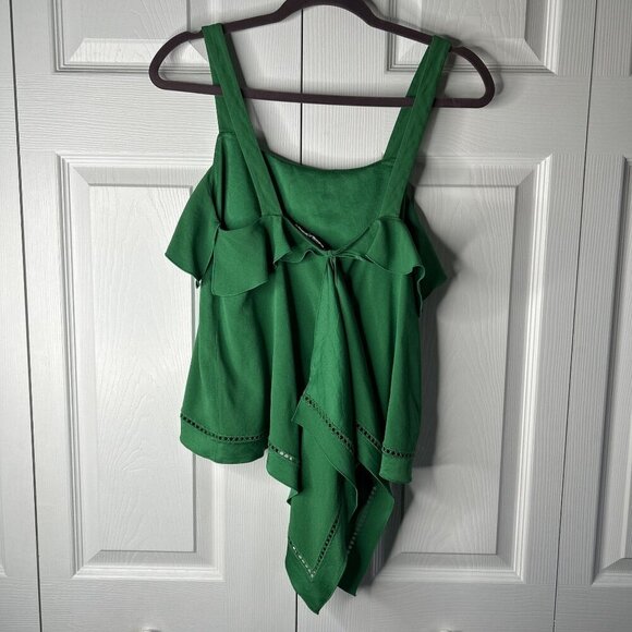 Rachel Zoe Portland Emerald Green Asymmetrical Ruffle Top Women's Size 2 - Picture 9 of 10